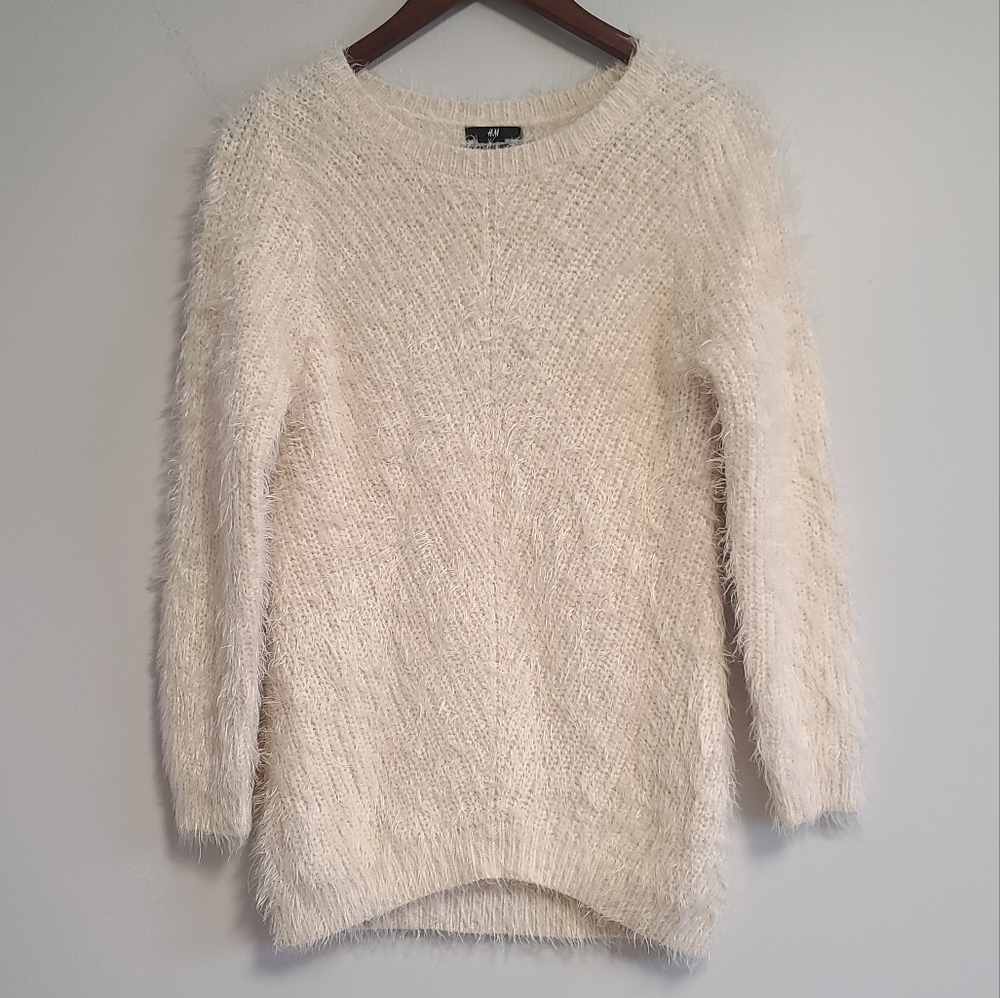 H&M cream fuzzy sweater
